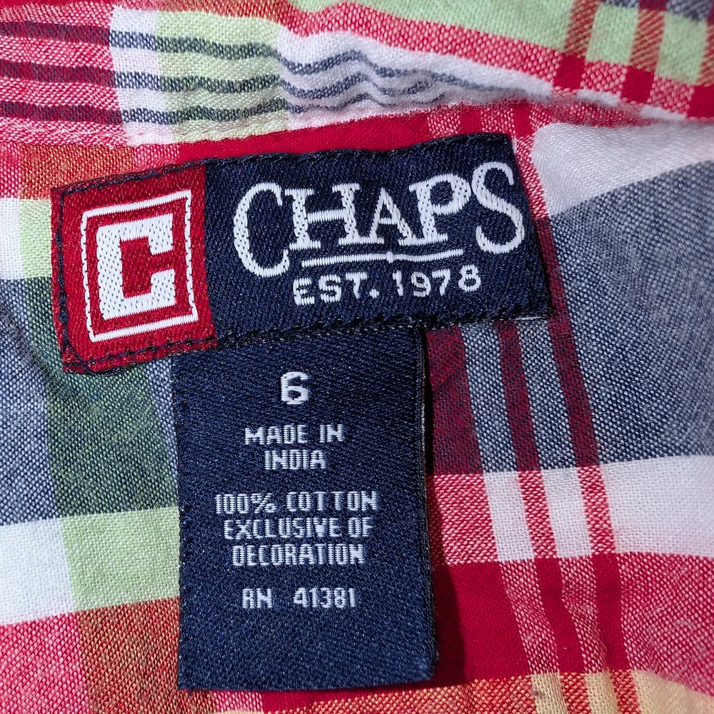 Chaps Multicolor Plaid Cotton Shirt Size 6